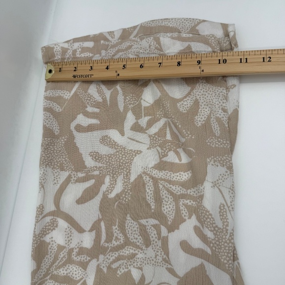 Prana Pants Women Medium Beige White Palazzo Wide Leg Floral Elastic Pull On - Picture 11 of 12